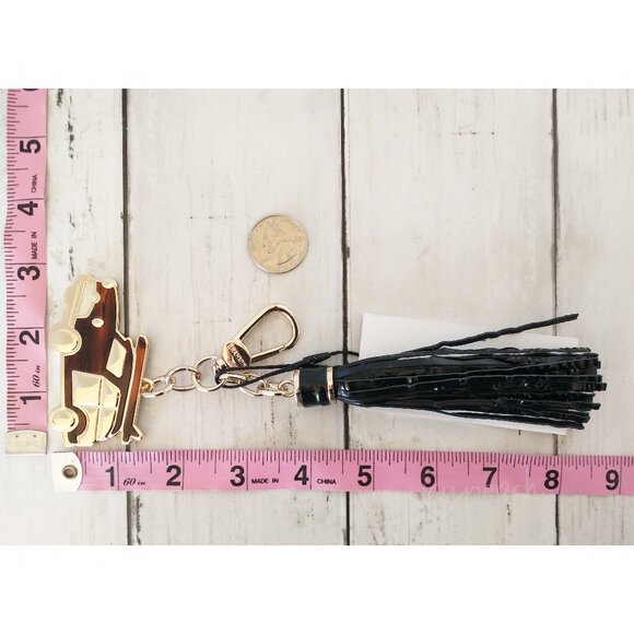 Brahmin Copa Car Tassel New Black Melbourne Key FOB Leather Resin Croc-Embossed - Picture 4 of 10